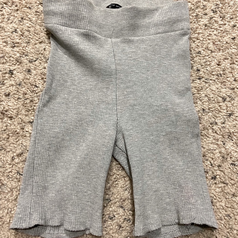 NAKED WARDROBE RIBBED GREY BIKER SHORTS